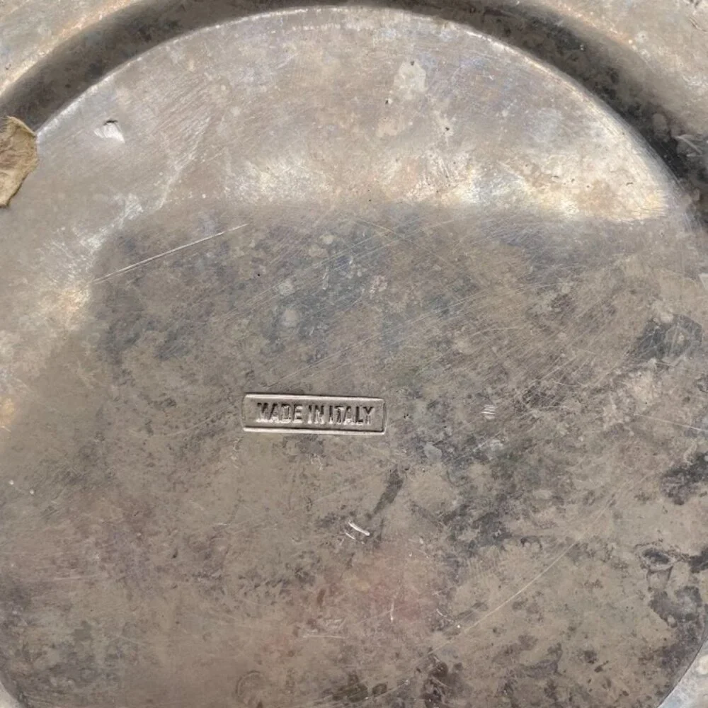 Hammered Aluminum Ice Bucket with Lid Made in Italy Vintage Barware